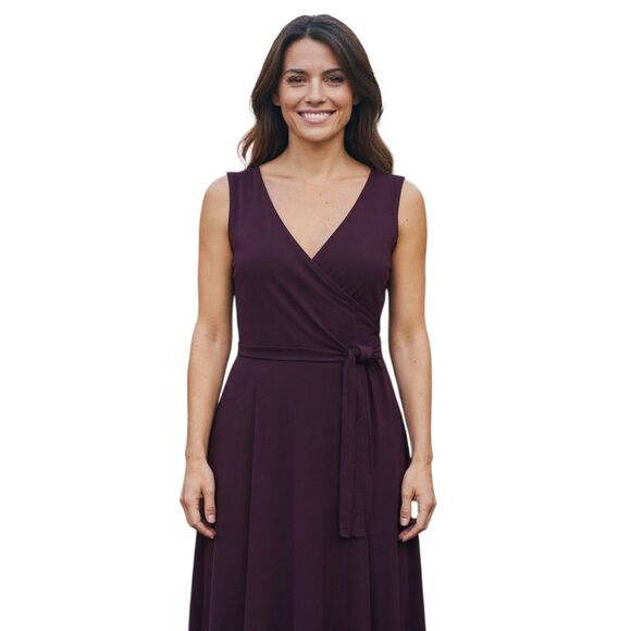 Lauren Ralph Lauren Purple V-Neck Midi Dress Size 14 - Picture 1 of 11